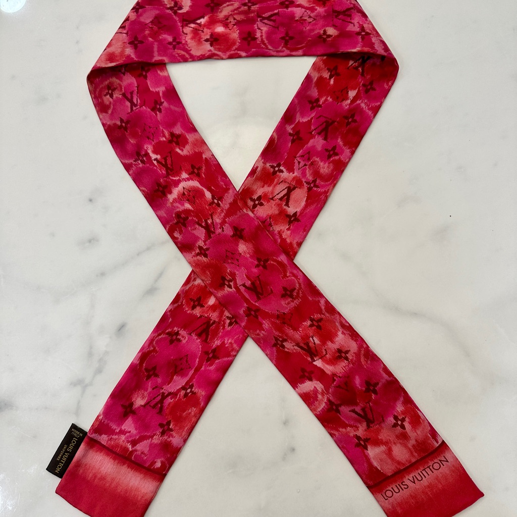Louis Vuitton Silk Pink Bandeau Ikat Scarf Rose Indien
